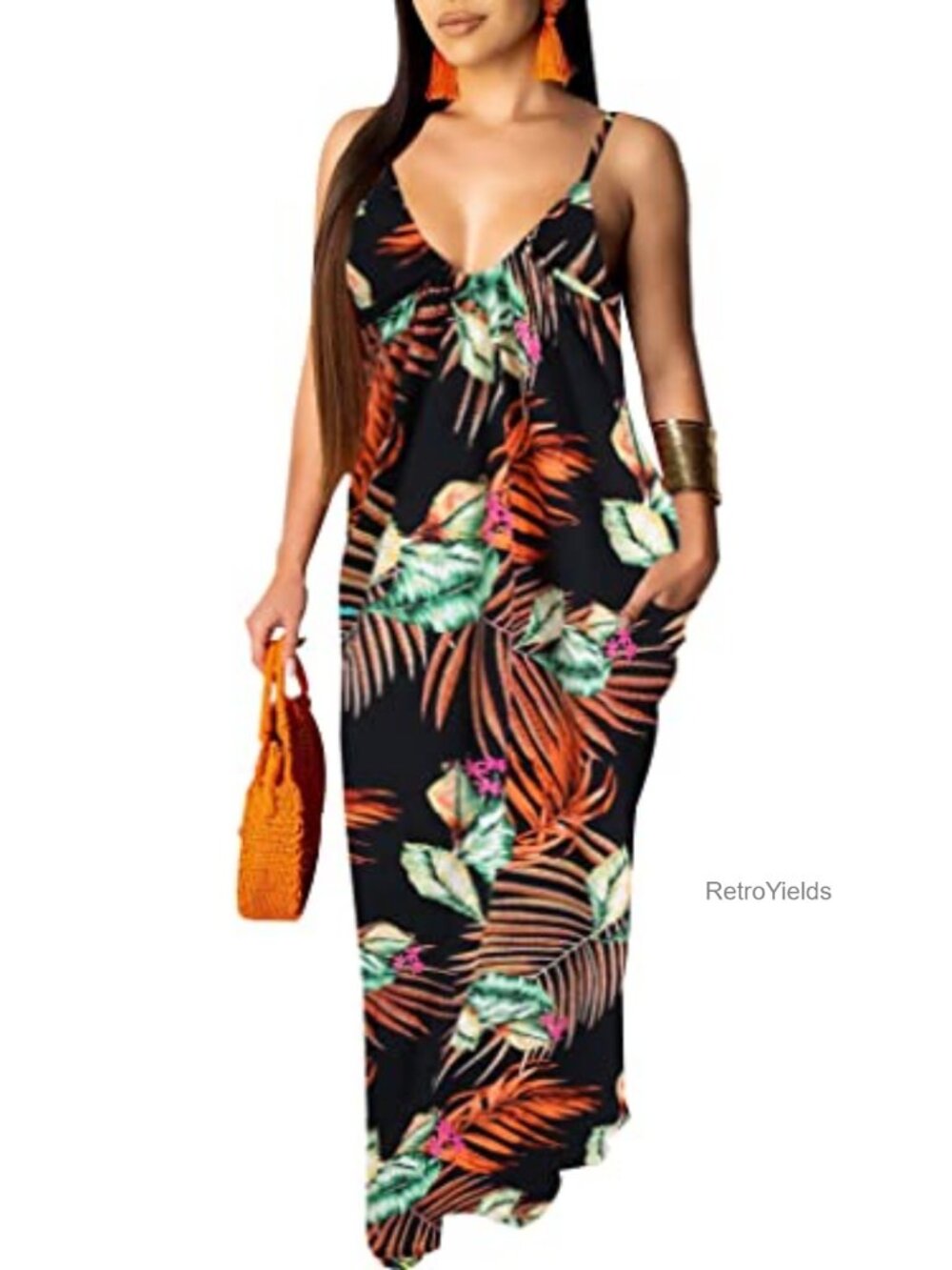Women's Floral Boho Maxi Dress Sleeveless Summer Beach Sundress
